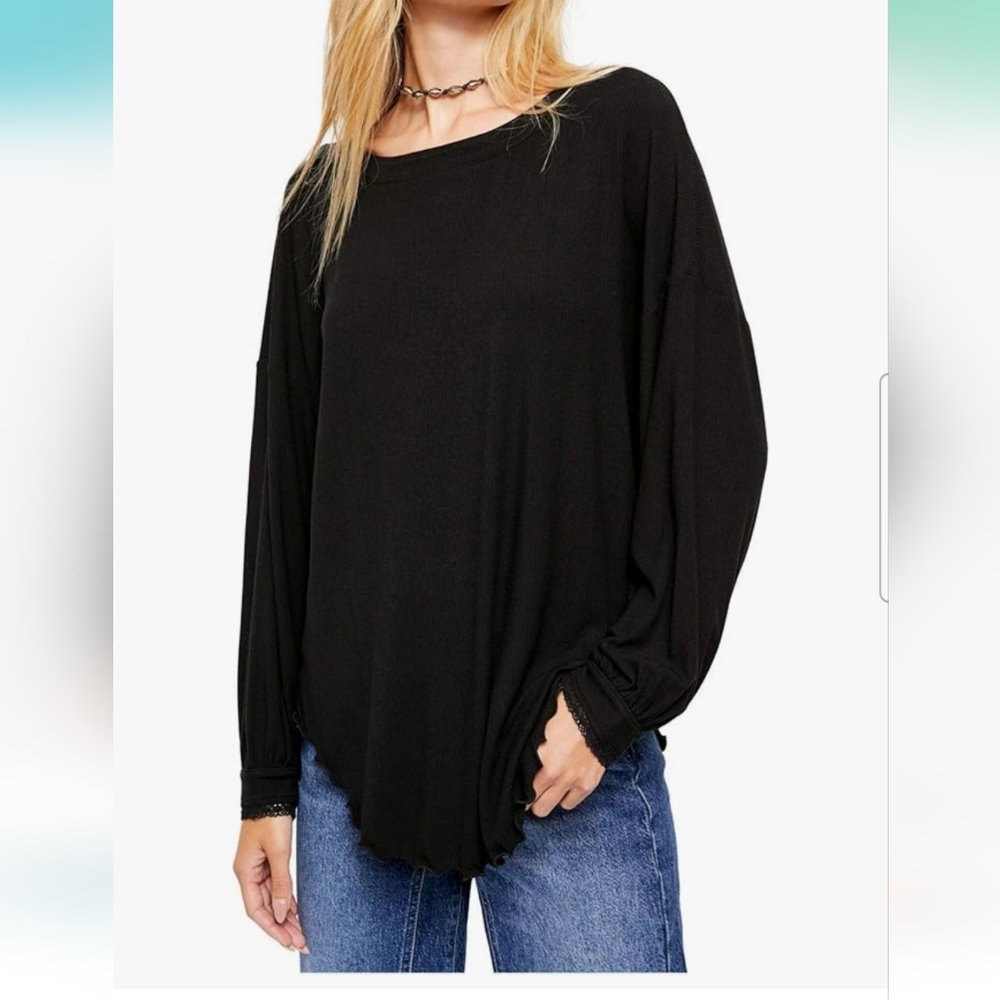 Free People Black Tunic Top